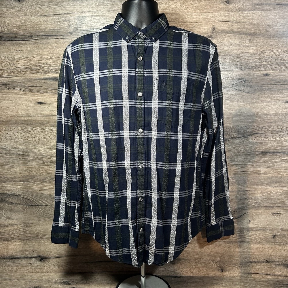Penguin Heritage SLIM FIT Button Up Shirt Top Men's Medium Multicolor Plaid